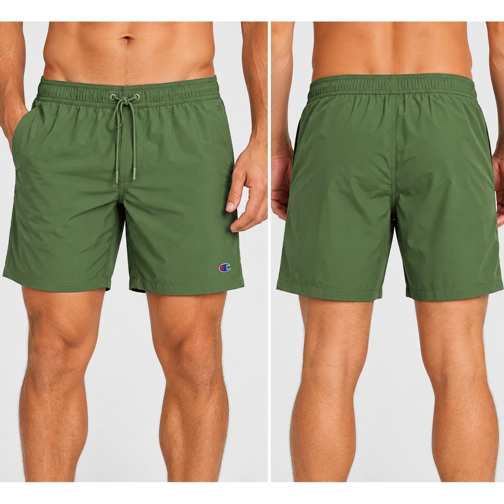 Champion Mens Green Swim Shorts 7 Inseam XXL Compression Liner Quick Dry UPF 50